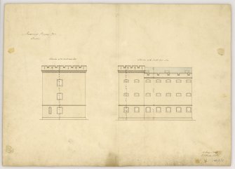Elevations of south west end and south east side of Inverness Prison.