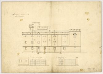 North west elevation and elevations of west end exercise gallery, Inverness Prison.