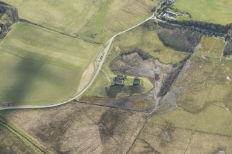 Oblique aerial view of Ruthven Barracks, looking SSW.