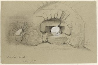Sketch of interior of Dunbar Castle.