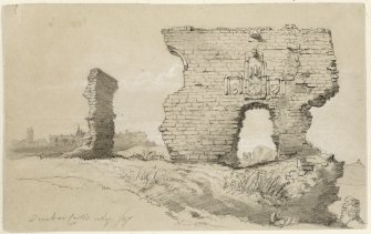 Sketch of the entrance of Dunbar Castle.