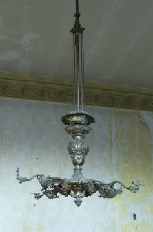 1st floor, drawing room, detail of ceiling mounted gas light