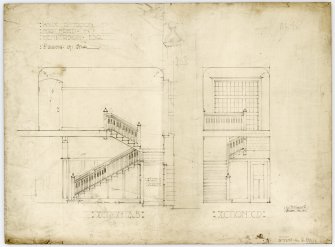 Elevations and section of drawing room of house for Fred N Henderson.