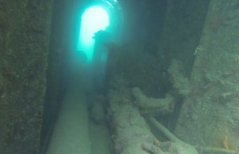 View of propellor shaft tunnel on steamship Empire Seaman