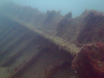 View of ribs and hull plating from interior of Minieh