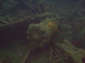 View of machinery in area of engine room on steamship Minieh