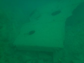 View of hull plating with portholes on steamship Minieh