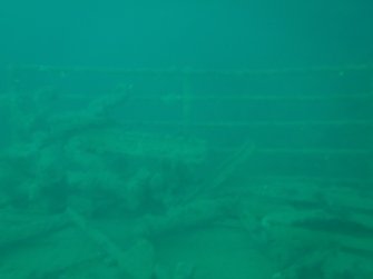 View of deck railings at the stern of steamship Minieh