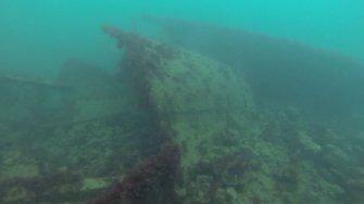 View of hull plating on steamship Numidian