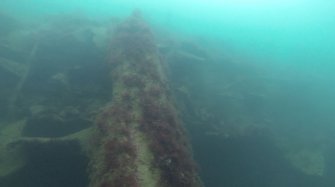 View of mast section of steamship Numidian