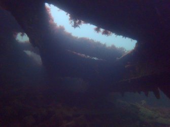 View of hull plating on steamship Numidian