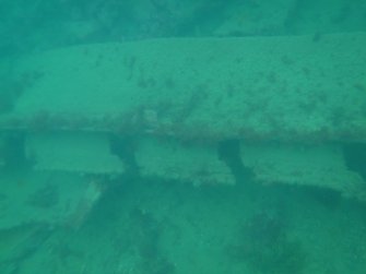 View of hull plating on steamship Numidian