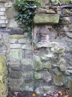 Detail of remnants of former tenement in Dunbar's Close Garden, 137 Canongate, Edinburgh.