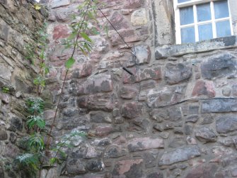 Detail of rear elevation of Canongate Tolbooth, 163 Canongate, Edinburgh, showing former roofline.