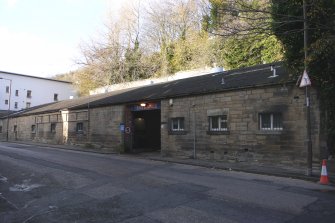 View from south-east showing eastern section of former Calton Hill Brewery, Calton Road, Edinburgh.