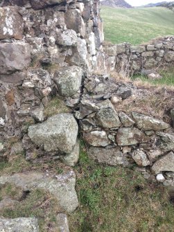 Knockdavie Castle. Detail of the relationship between the eastern range and the principal range.