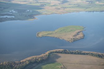 General oblique aerial view of St Serf's Island in Loch Leven, looking WSW.