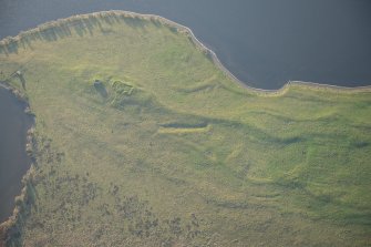 Oblique aerial view of St Serf's Island centred on the Priory Church, looking S.