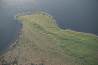 Oblique aerial view of St Serf's Island centred on the Priory Church, looking SSE.