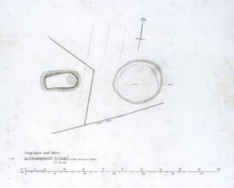 Survey drawing of long cairn and cairn, Glenurquhart.