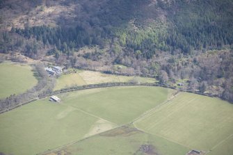 Oblique aerial view of MacQuarie's Mausoleum on the Isle of Mull, looking ENE.