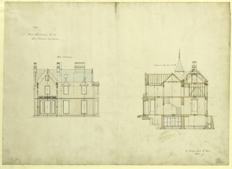 West elevation and section, New Inveraw (Ardanaiseig House).