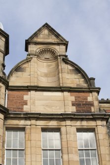 Detail of pediment on the south facing elevation of the east wing.