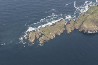 General oblique aerial view of the North Fog Horn on the Isle of May, looking E.