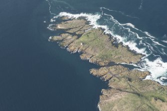 Oblique aerial view of the North Horn on the Isle of May, looking N.