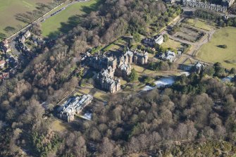 Oblique aerial view of New Craig House, Old Craig House and Queen's Craig House, looking NE.