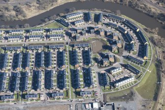 Oblique aerial view of The Glasgow Commonwealth Games Village, looking ENE.