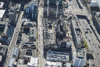 Oblique aerial view of Charing Cross and Elmbank Street, looking SSW.