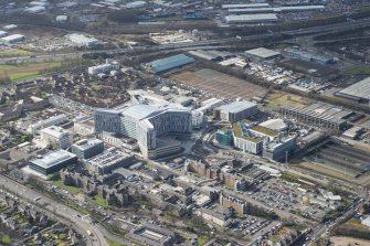 Oblique aerial view of the Southern General Hospital and the New Southern General Hospital, looking W.