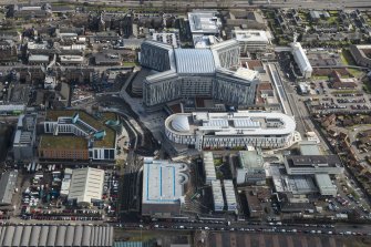 Oblique aerial view of the New Southern General Hospital, looking E.