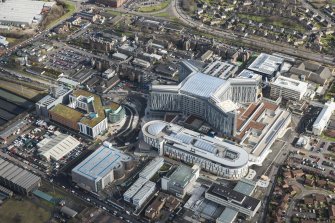 Oblique aerial view of the New Southern General Hospital, looking ENE.