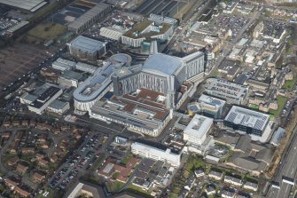 Oblique aerial view of the New Southern General Hospital, looking N.