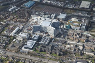 Oblique aerial view of the Southern General Hospital and the New Southern General Hospital, looking WSW.