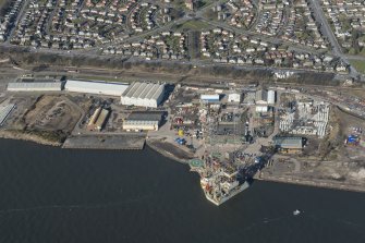 Oblique aerial view of Caledon East Wharf, looking NNW.