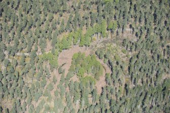 Oblique aerial view of the earthwork, looking N.