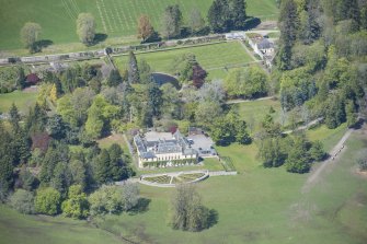 Oblique aerial view of Novar House and gardens, looking NNW.