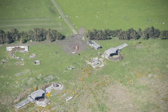 Oblique aerial view of North Sutor Coastal Battery, looking N.