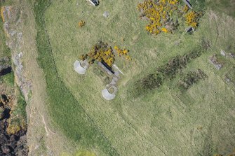 Oblique aerial view of North Sutor Coastal Battery, looking NW.