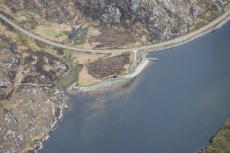 Oblique aerial view of the pier at Laxford Bay, looking E.