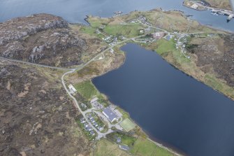 General oblique aerial view of Kinlochbervie, looking SSW.