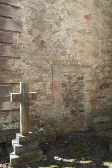 Durisdeer Parish Church. Detail of blocked entrance on South elevation.