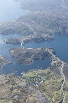 General oblique aerial view centred on Kylesku, looking SE.