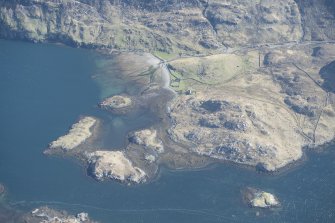 Oblique aerial view of a farmstead at Glencoul, looking NE.