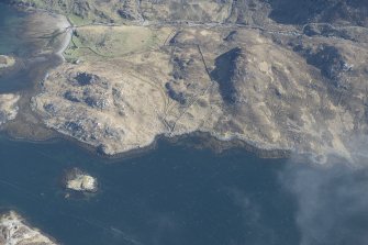 Oblique aerial view of a farmstead at Glencoul, looking NNE.