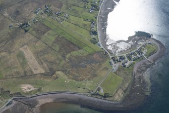 Oblique aerial view of Aird Point anti aircraft battery and Tighnafiline, looking ESE.