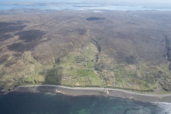 General oblique aerial view centred on Melvaig with Loch Ewe beyond, looking E.